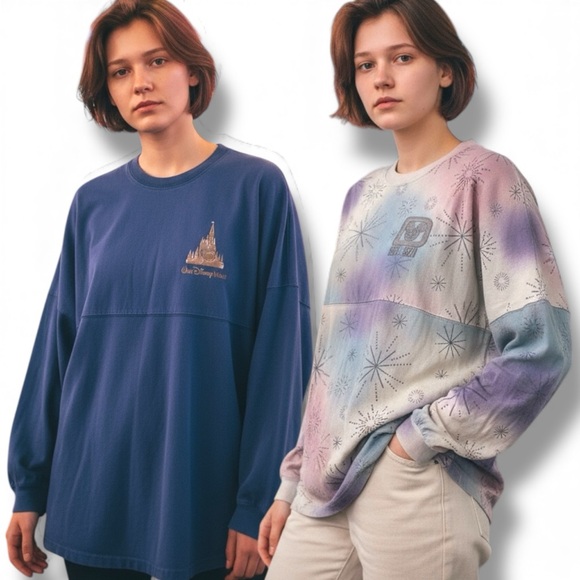Spirit Jersey Tops - 2 Spirit Jersey Disneyland Resort 100 Years Of Wonder Disney Size Medium tie dye